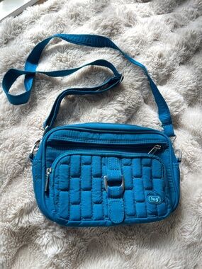 Lug Teal Blue Quilted Crossbody Bag Travel Purse Summer Vacation Bag